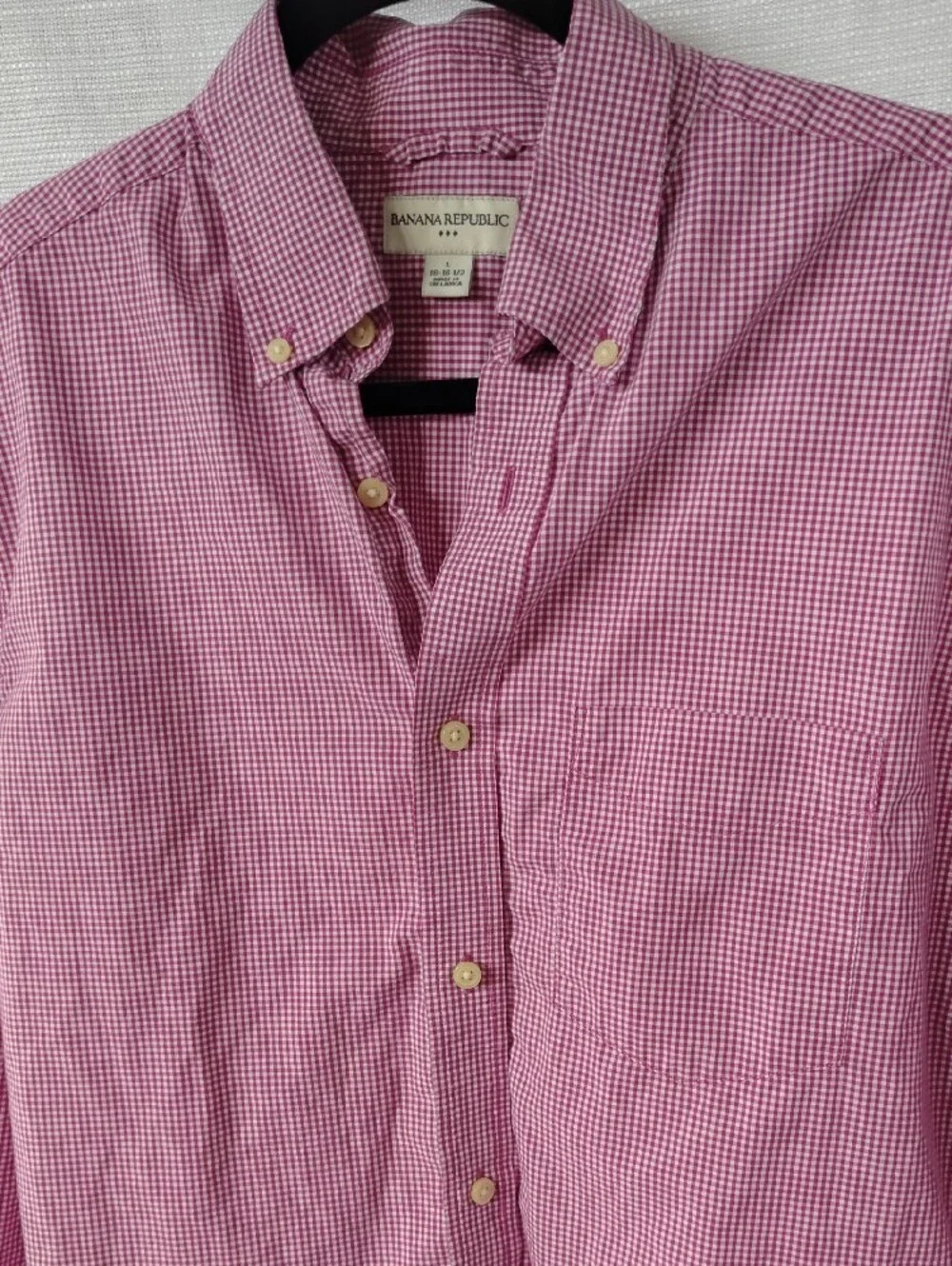 Banana Republic Men’s Purple Mini-Gingham Check Button-Down Shirt L